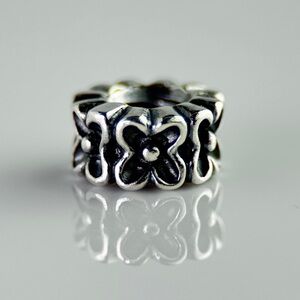 PANDORA Aloha Flower Spacer Charm 790498 925 ALE Retired Silver Collectible Bead